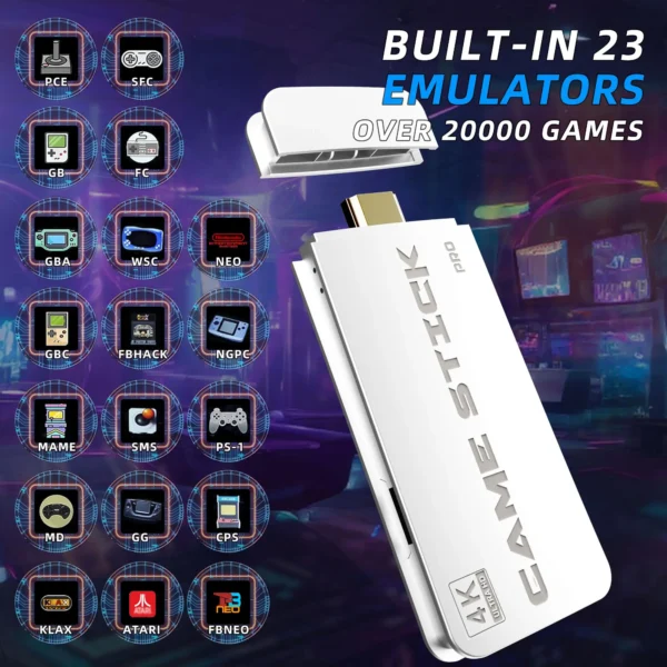 2025 4K Retro Game Console Stick | 20,000+ Classic Games | Dual Wireless Controllers | 64GB|128GB Plug & Play HDMI Emulator - Image 5