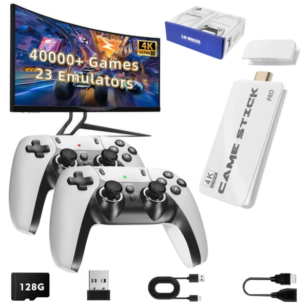 2025 4K Retro Game Console Stick | 20,000+ Classic Games | Dual Wireless Controllers | 64GB|128GB Plug & Play HDMI Emulator - Image 2