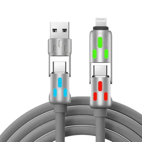 240W 4-in-1 Fast Charging Cable – USB + Type-C + Lightning Multi-Port Data Cable - Image 5