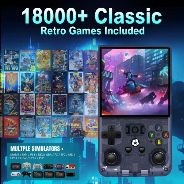 R36MAX Retro Game Console | 18,000+ Games | 4.0" IPS | RK3326 | 64GB | Linux | Transparent Black - Image 2